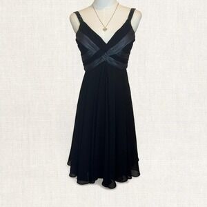 Y2K black & silver ruched chiffon prom dress vintage 2000